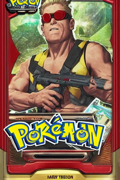 Image similar to Pokemon card of Duke Nukem, highly detailed trading card screenshot