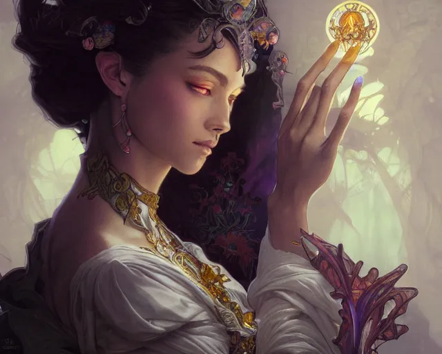 Image similar to photography of chris ofili, deep focus, d & d, fantasy, intricate, elegant, highly detailed, digital painting, artstation, concept art, matte, sharp focus, illustration, hearthstone, art by artgerm and greg rutkowski and alphonse mucha