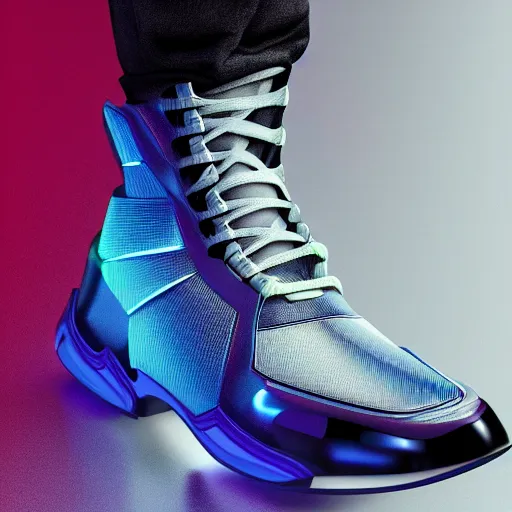 Prompt: futuristic balenciaga and vetements sneakers by felipe pantone ultra rendered extreme realism and detail, 8 k, highly detailed, realistic, pbr, surreal, hyper realistic, colorful, direct lighting, photorealistic,