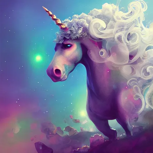 Prompt: epic album cover, a bubble unicorn, tending on artstation, award-winning art