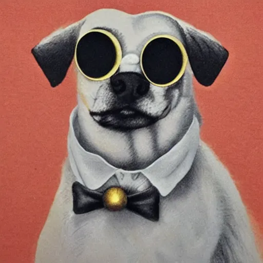 Prompt: a dog with a monocle on