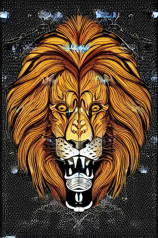 Image similar to Portrait of a lion in a medieval armor, colorful, illustration, highly detailed, simple, smooth and clean vector curves, no jagged lines, vector art, smooth