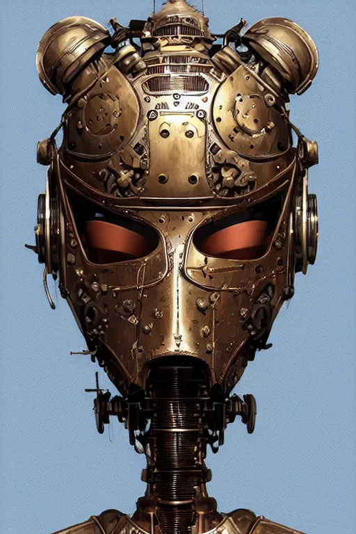 Image similar to steampunk helmet fantasy art mask robot ninja stylized digital illustration sharp focus, elegant intricate digital painting artstation concept art global illumination ray tracing advanced technology chaykin howard and campionpascale and cooke darwyn and davis jack