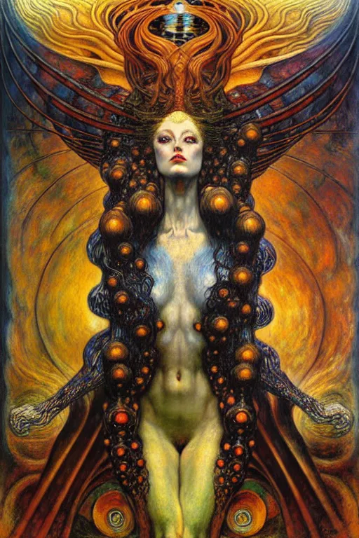 Image similar to Divine Chaos Engine by Karol Bak, Jean Delville, William Blake, Gustav Klimt, and Vincent Van Gogh, symbolist, visionary