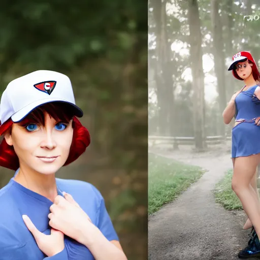 Image similar to Misty from Pokemon, Portrait photography, pokeball