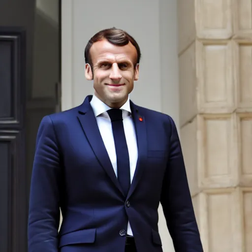 Image similar to Emmanuel Macron forgot to put some pants, no pants, no pants photo