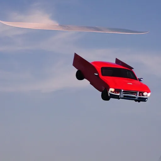 Image similar to dodge ram flying in the sky like an ( ( airplane ) )