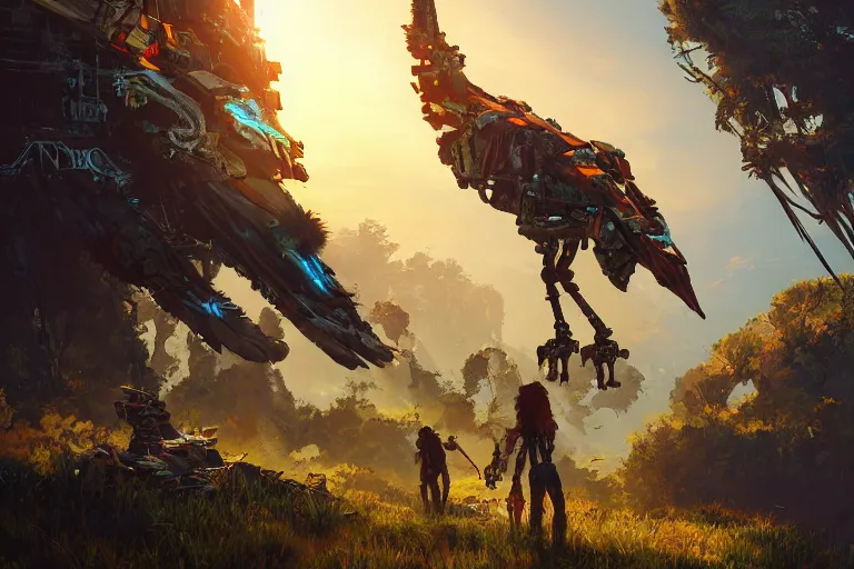 Image similar to glinthawk machine mecanical creature robot of horizon forbidden west horizon zero dawn radiating a glowing aura global illumination ray tracing hdr fanart arstation by ian pesty and alena aenami artworks in 4 k