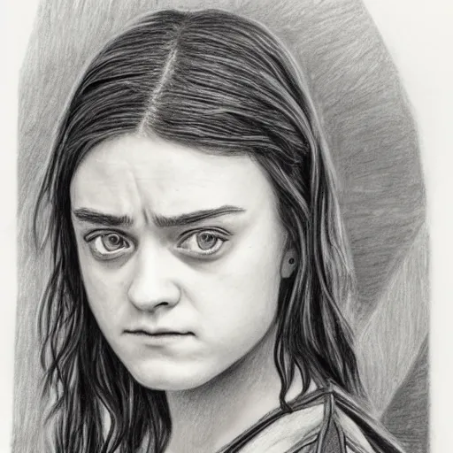 Image similar to arya stark as venus, detailed pencil drawing by glenn vilppu