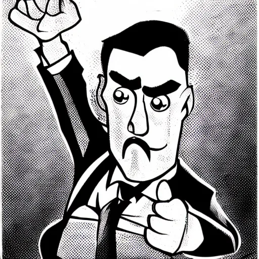 Image similar to J Jonah Jameson and Peter Parker ink drawing cartoon style