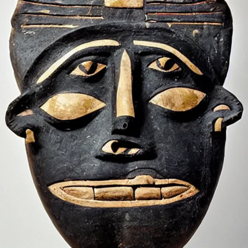 Image similar to Ancient Egyptian burial mask in the shape of troll face