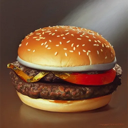 Image similar to A McDonalds cheeseburger, art by Donato Giancola and James Gurney, digital art, trending on artstation