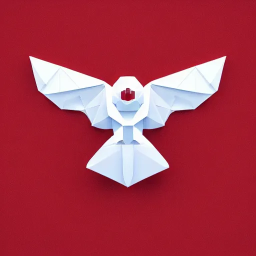 Image similar to low poly, vector, white eagle icon, in a book, red background, cgsociety, artstation, octane render