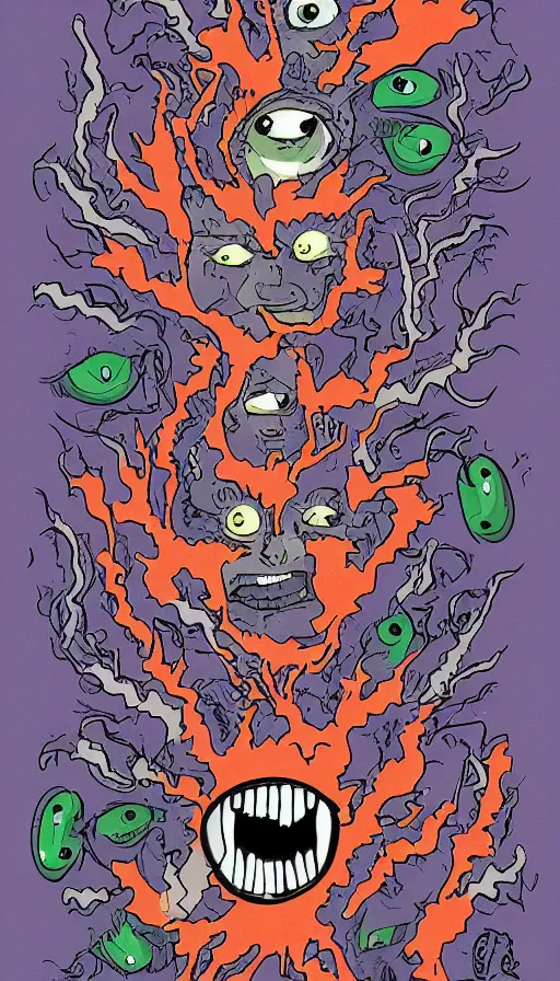 Image similar to a storm vortex made of many demonic eyes and teeth, by rebecca sugar