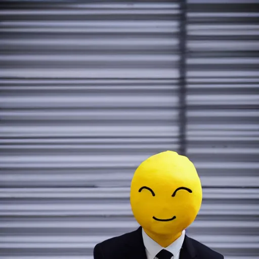 Prompt: a man wearing a suit lemon head