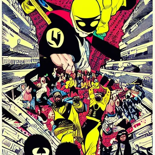 Image similar to wu tang clan album art, comicbook art masterpiece by denys cowan