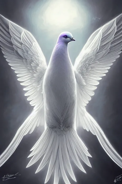 Image similar to Ethereal majestic Pigeon bird, intricate detail, ornate, conceptual art, soft light, dynamic, art by artgerm