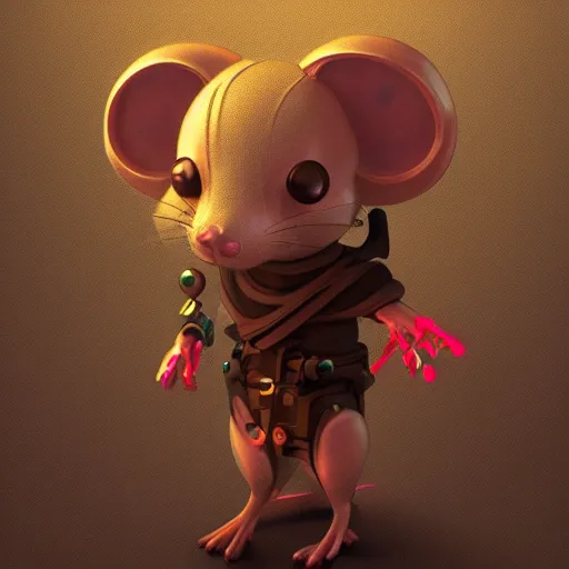 Prompt: cyberpunk mouse folk engineer, high resolution, digital art, trending on artstation, 4 k