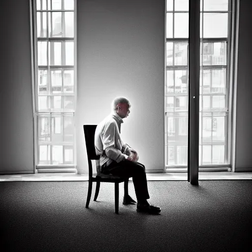 Image similar to man in a chair, XF IQ4, 150MP, 50mm, f/1.4, ISO 200, 1/160s, natural light, Adobe Photoshop, Adobe Lightroom, DxO Photolab, polarizing filter, Sense of Depth, AI enhanced, HDR