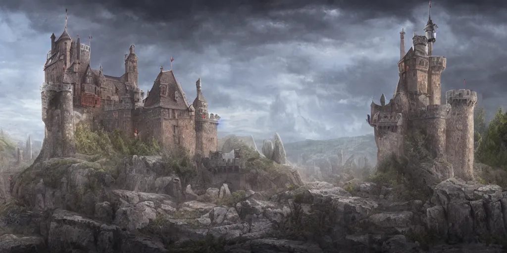Image similar to matte painting, castle