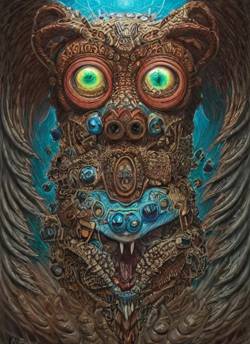 Image similar to cookie monster glowing eyes, shamanic poster lsd art, intricate, elegant, highly detailed, centered, digital painting, artstation, concept art, smooth, sharp focus, illustration, artgerm, tomasz alen kopera, peter mohrbacher, donato giancola, joseph christian leyendecker, wlop, frank frazetta