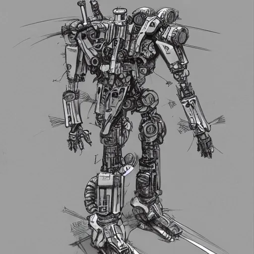 Prompt: humanoid mech by Kim Jung Gi