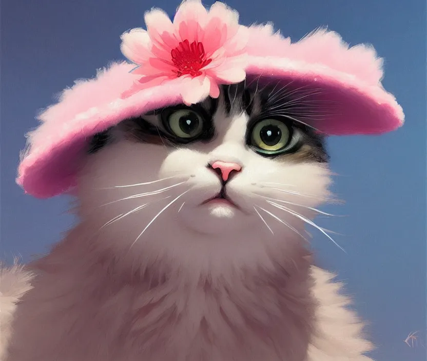 pretty-bee592: Cute cat wearing nursing hat, surrounded by flowers