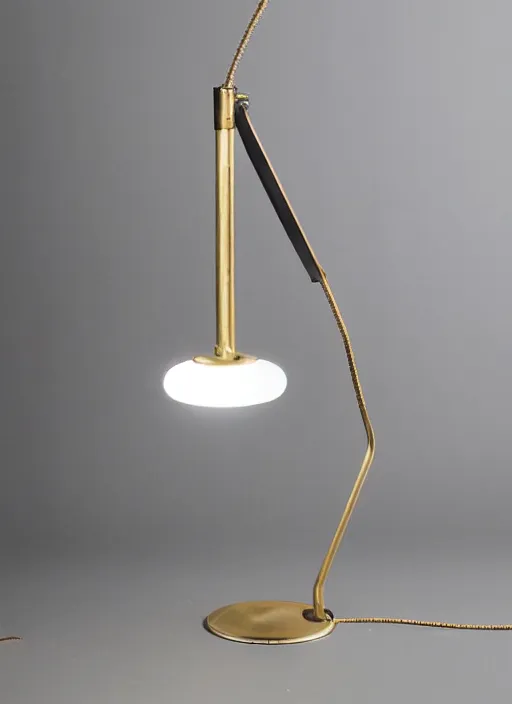 Prompt: a desk light designed by harvey littleton