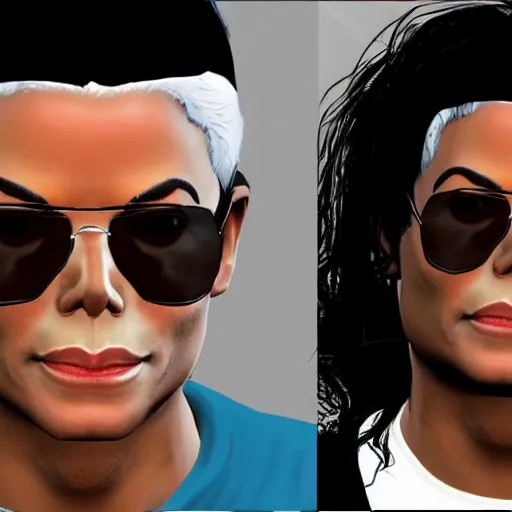 Prompt: michael jackson, gta character, detailed face