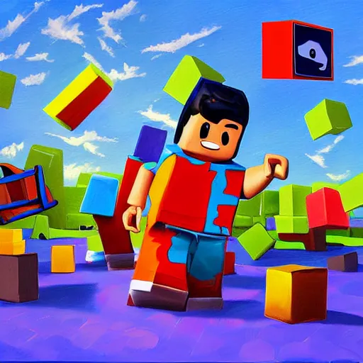 Image similar to steven castillo artist painting of roblox