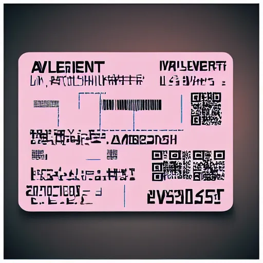 Image similar to “ to the metaverse ” text, vector graphic design of pale pink airline tickets that read “ to the metaverse ” in bold text, alien ar code and e - ink display, highly detailed, no noise, coherent text english characters