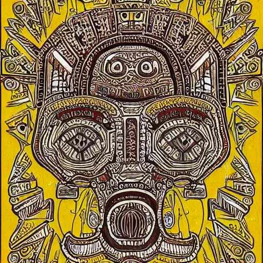 Prompt: detailed, intricate, symmetric aztec drawing of homer simpson's portrait