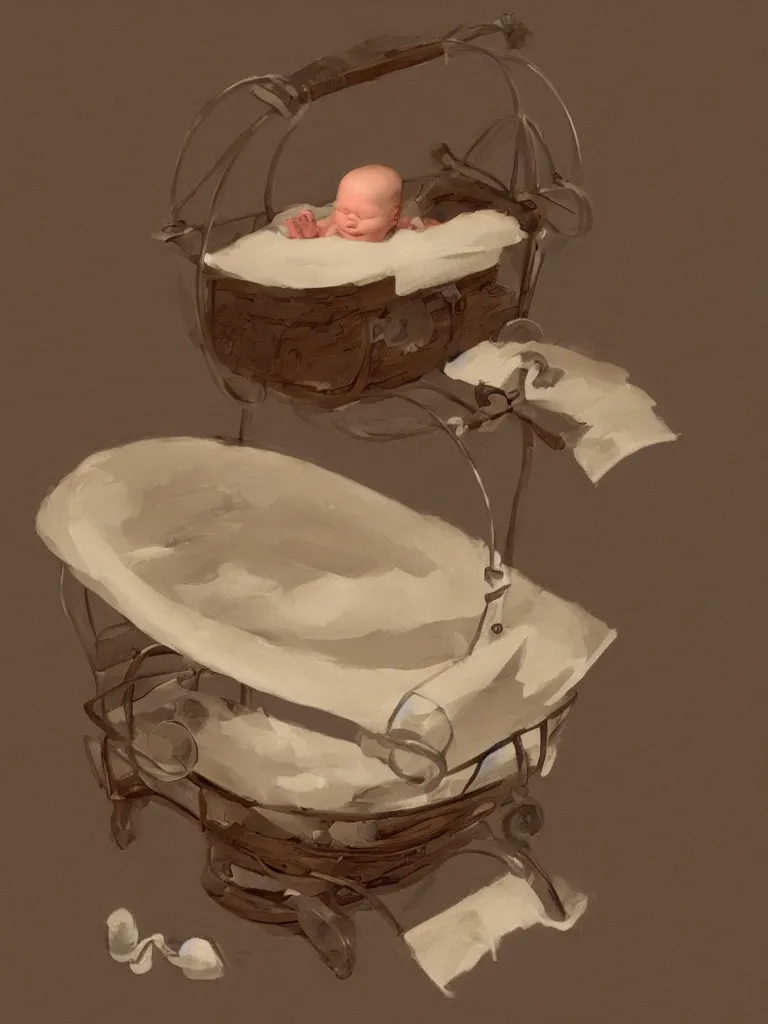 Prompt: baby bassinet by disney concept artists, blunt borders, rule of thirds