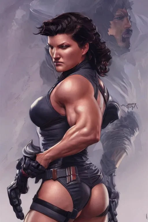 Prompt: Gina Carano as a heroine, digital painting, artstation, concept art, smooth, sharp focus, illustration, art by artgerm and donato giancola and Joseph Christian Leyendecker, Ross Tran, WLOP