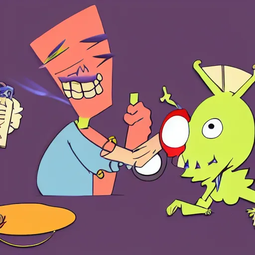 Image similar to billy and mandy rolling a cannabis joint with grim