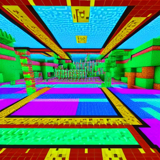 psychedelic Minecraft world | Stable Diffusion