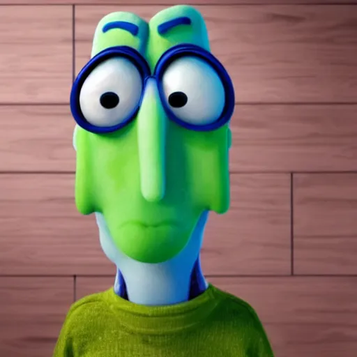 Prompt: squidward recreated as Pixar Character