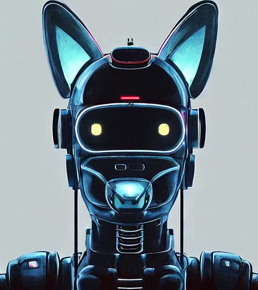 Prompt: new york city portrait icon of furry anthro anthropomorphic stylized cat head android service droid robot machine fursona sleek glossy black tech gloomy rainy screenshot from the video game cyberpunk 2077 digital art by Greg Rutkowski, Simon Stalenhag, christopher nolan trending on Artstation, CGSociety