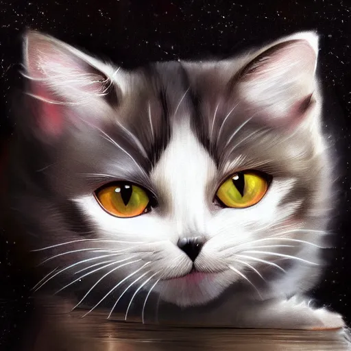 Image similar to cat theme logo, cat theme banner, cat design, a smiling cat, trending on artstation, lovely and cute, fantasy art, 8 k resolution, cynical realism, computer art, conceptual art