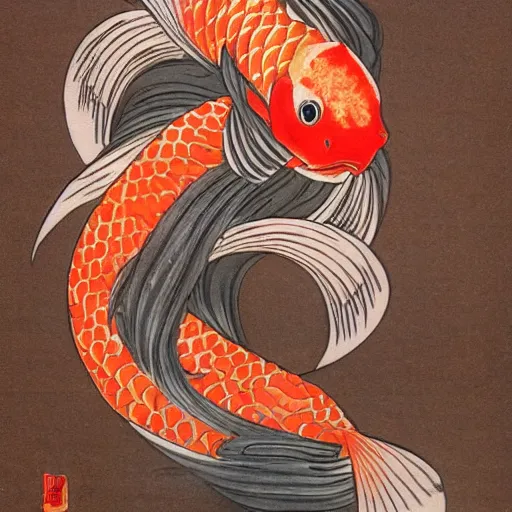 Image similar to japanese woman koi fish japanese art