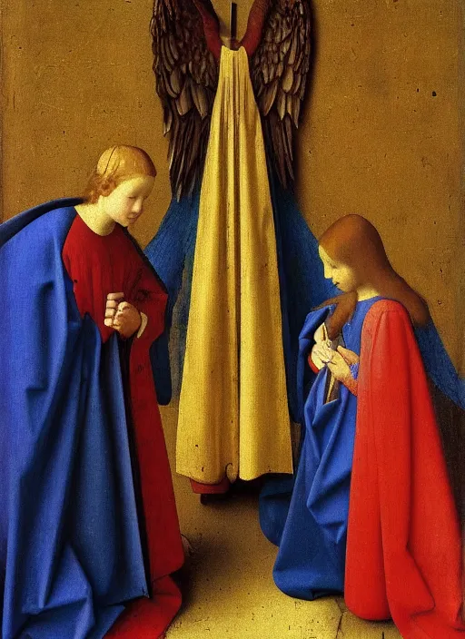 Image similar to angel wings, Medieval painting by Jan van Eyck, Johannes Vermeer