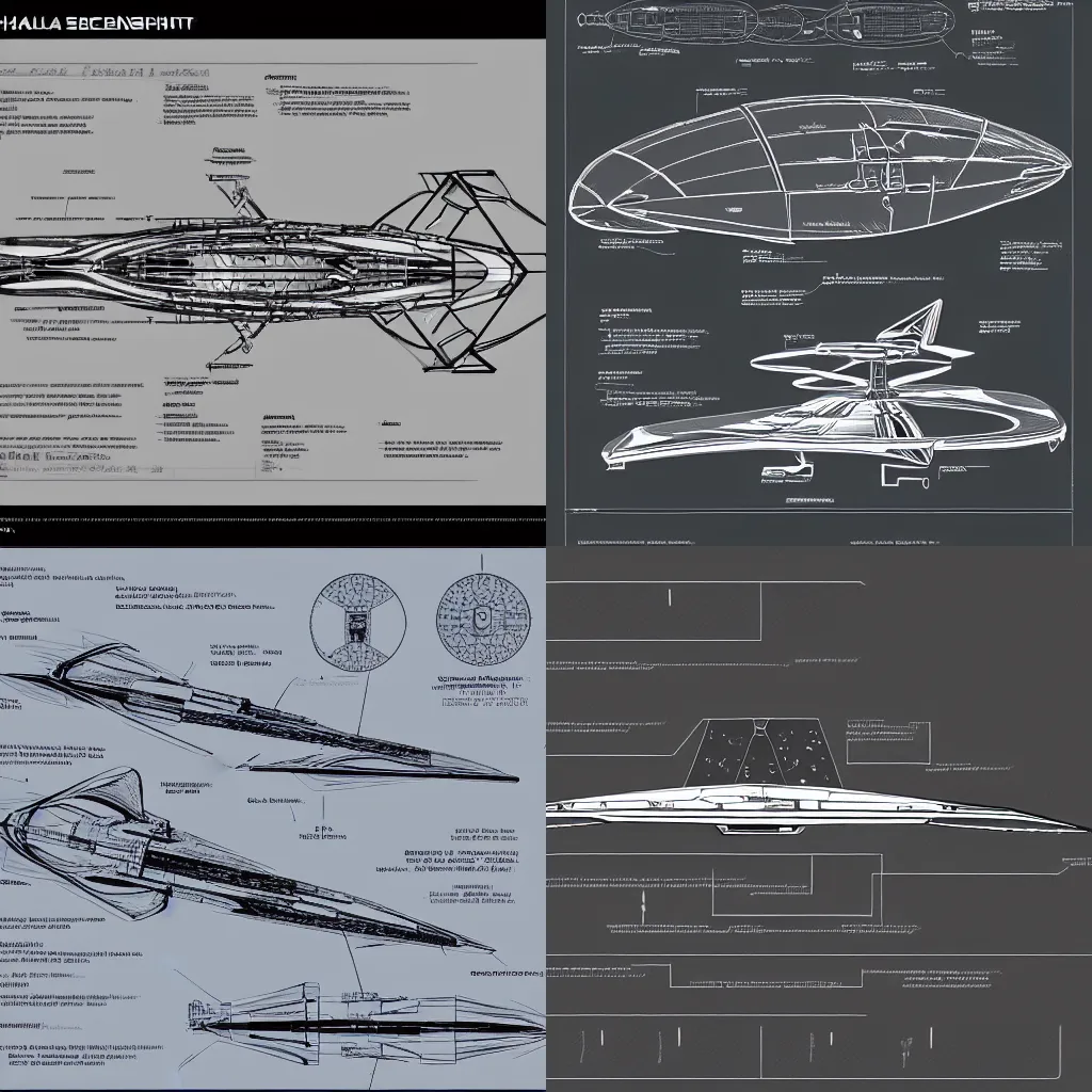 Prompt: schematics of a spaceship