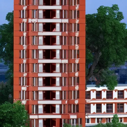 Image similar to figurine of soviet apartment building