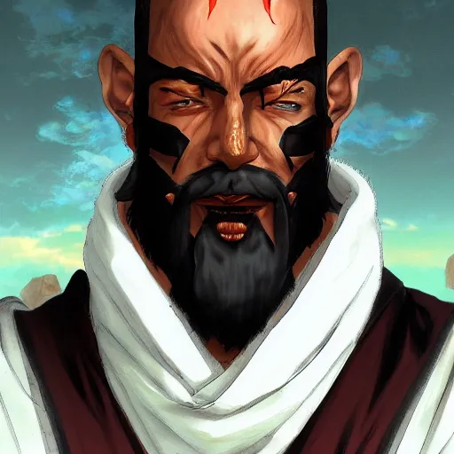 Image similar to portrait of erron black as a monk, anime fantasy illustration by tomoyuki yamasaki, kyoto studio, madhouse, ufotable, trending on artstation