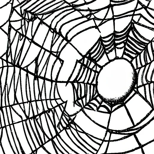 Image similar to one-line art grafic the organic sheep!!!included a spider web, grey scale