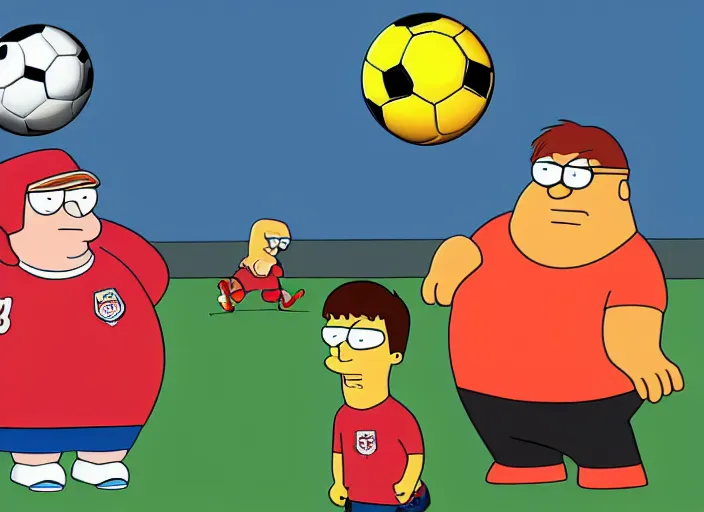 Prompt: a soccer team but every player is peter griffen in the style of family guy