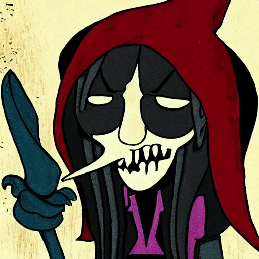 Image similar to a character with a squid for a head wearing a long vampire cloak made from dark wispy smoke created by the artist for the band Gorillaz