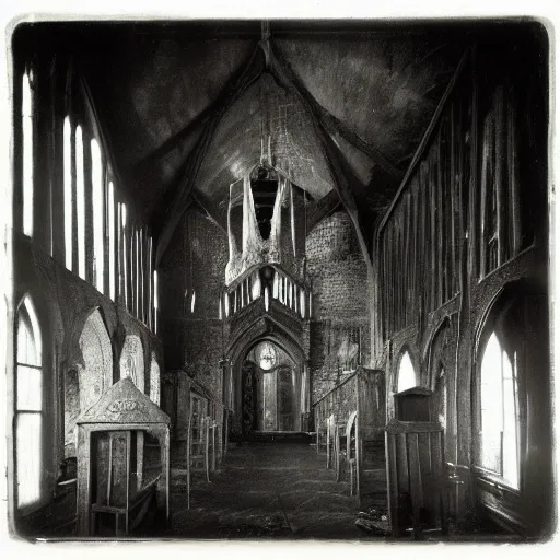 Prompt: picture of a complex!!! cronenbergian disgusting and montruous creature!!! inside of an ( old wooden church ) in! ouisiana!, dark and intricate photograph by diane arbus,! southern gothic!