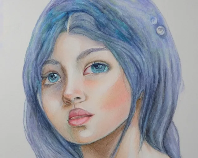 Image similar to a girl with the ice cream watercolor colored pencil painting trending on artstation