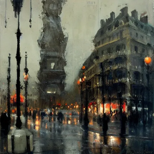 Prompt: paris streetscape, by jeremy mann.